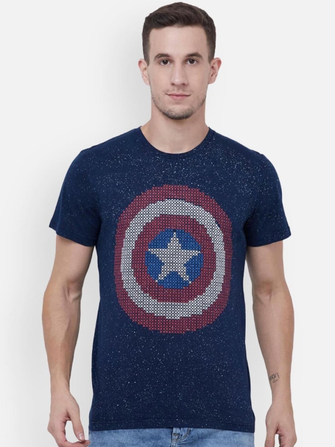 

Free Authority Men Blue Printed Round Neck T-shirt