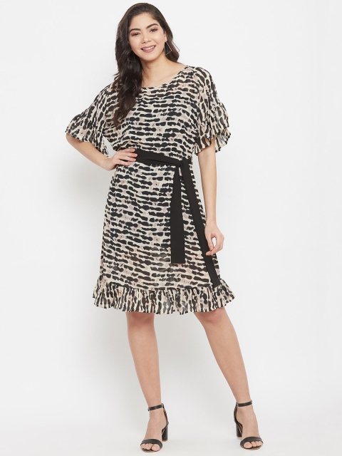 

SECRETS BY ZEROKAATA Brown Georgette A-Line Dress