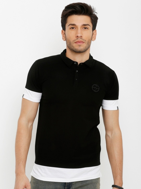 Rex Straut Jeans Men Black Polo Colla Slim Fit Tshirts