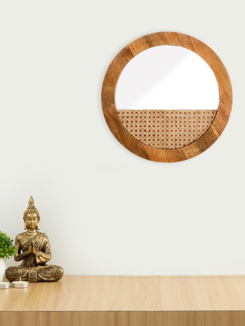 

Home Centre Brown Splendid Cane Round Decor Mirror