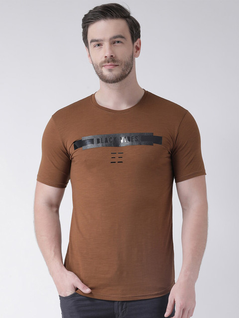 

Rex Straut Jeans Men Brown Typography Printed Slim Fit T-shirt