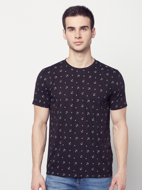 

ELEGANCE Men Black & White Printed T-shirt