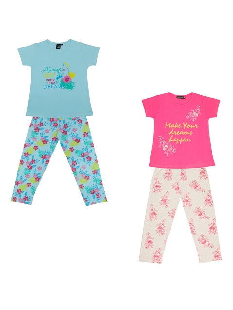 

Todd N Teen Pack of 2 Girls Printed Cotton Night Suit, Multi
