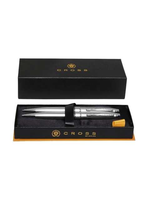 

Cross Set Of 2 Silver-Toned Stratford BG Ball-Point Pen & Pencil Satin Chrome Set With Gift Box