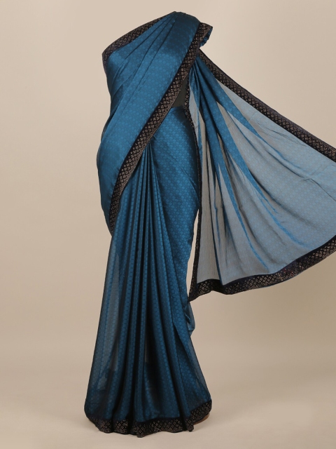 

Pothys Blue & Golden Poly Chiffon Woven Design Saree