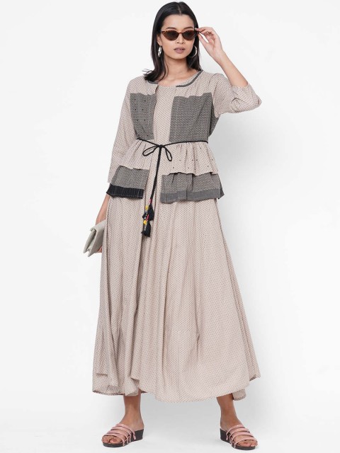 

ZOLA Beige & Black Striped Maxi Dress