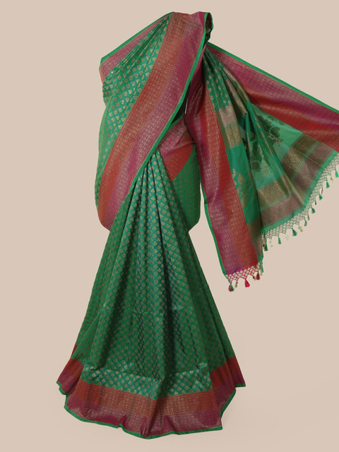 

Pothys Green & Red Pure Silk Woven Design Banarasi Saree