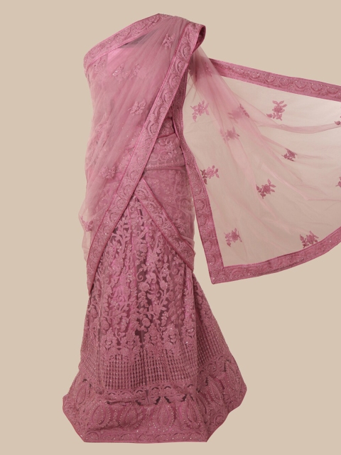 

Pothys Pink Embroidered Net Lehenga Saree