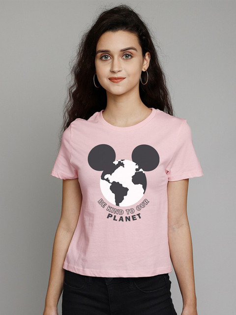 

Free Authority Women PinkMickey Friends Printed Pure Cotton T-shirt, Pink