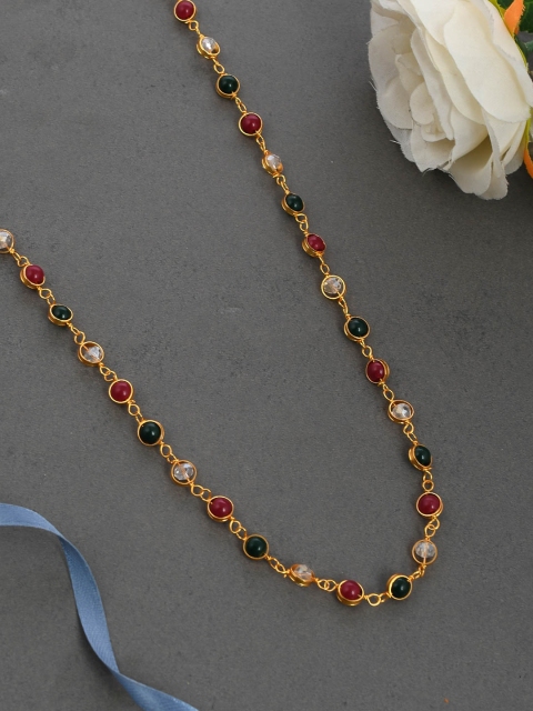 

Silvermerc Designs Gold-Toned & Red Brass Gold-Plated Temple Chain