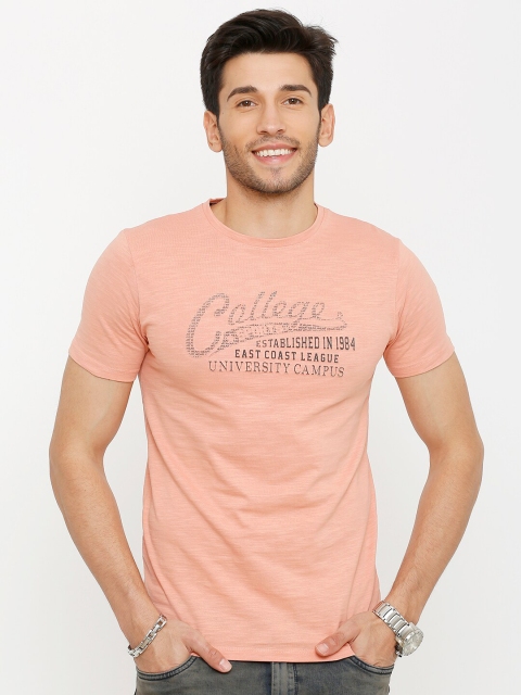 

Rex Straut Jeans Men Peach-Coloured Typography Printed Slim Fit Tshirts