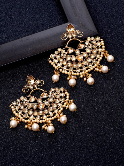 

Ibtida Gold-Plated Stone Studded & Beaded Handcrafted Chandbalis