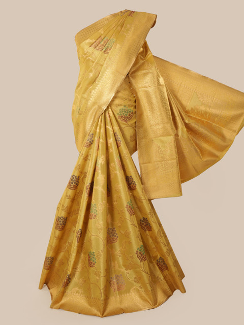 

Pothys Gold-Toned Pure Silk Printed Banarasi Saree