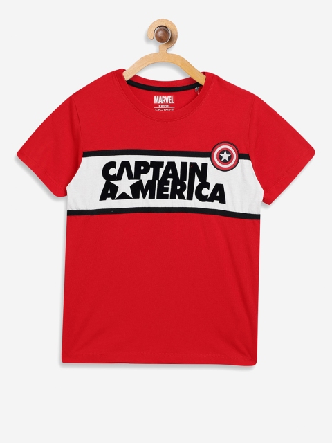 

Octave Boys Red Captain America Printed Round Neck T-shirt