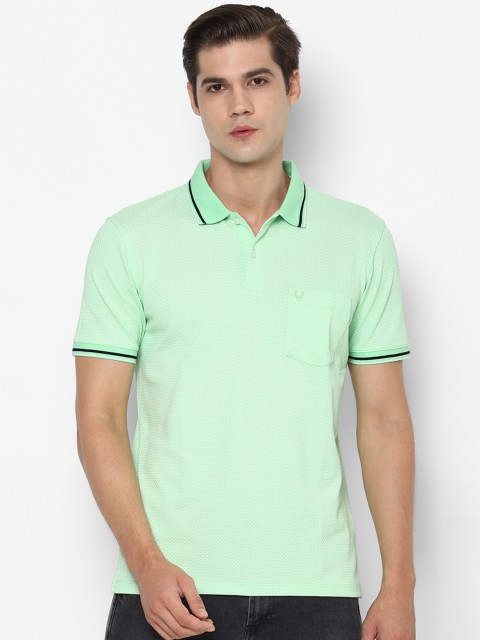 

Allen Solly Men Sea Green Polo Collar Pure Cotton T-shirt with Pocket