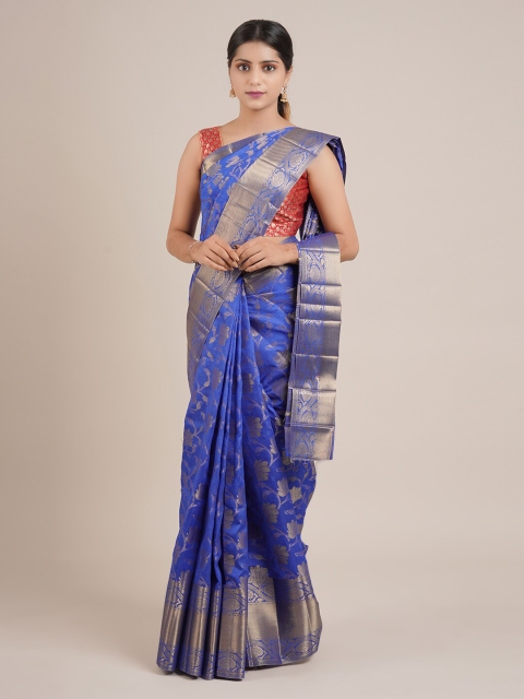 

Pothys Blue Woven Design Jute Silk Saree