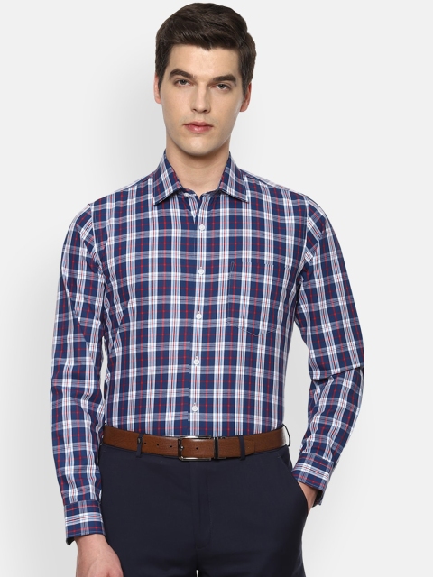 

Van Heusen Men Navy Blue & White Slim Fit Checked Cotton Formal Shirt