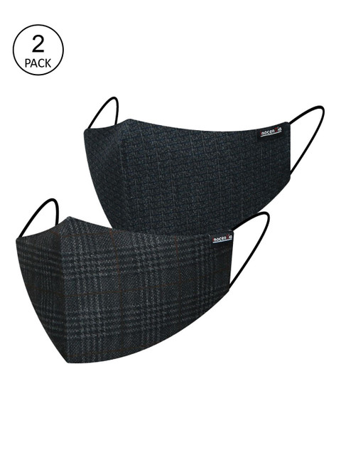 

inocenCia Women Pack of 2 Black Solid Reusable Cloth Masks