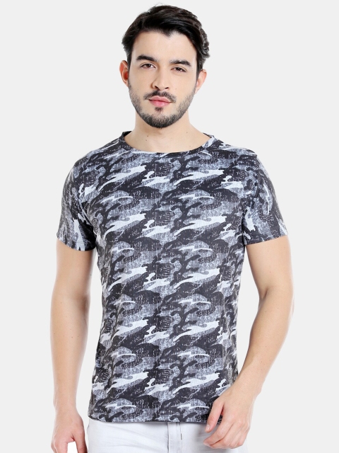 

Rex Straut Jeans Men Black & White Printed Round Neck T-shirt