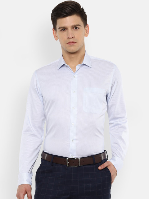 

Van Heusen Men Blue Regular Fit Striped Cotton Formal Shirt