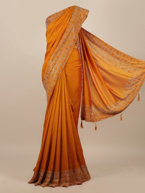 

Pothys Mustard Solid Jute Silk Saree