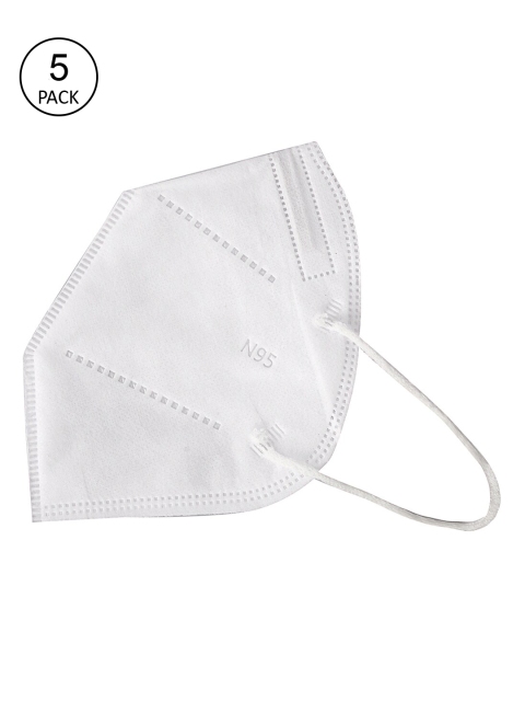 

ZAPATOZ Unisex Pack Of 5 White Solid 5 Ply Reusable N95 Masks