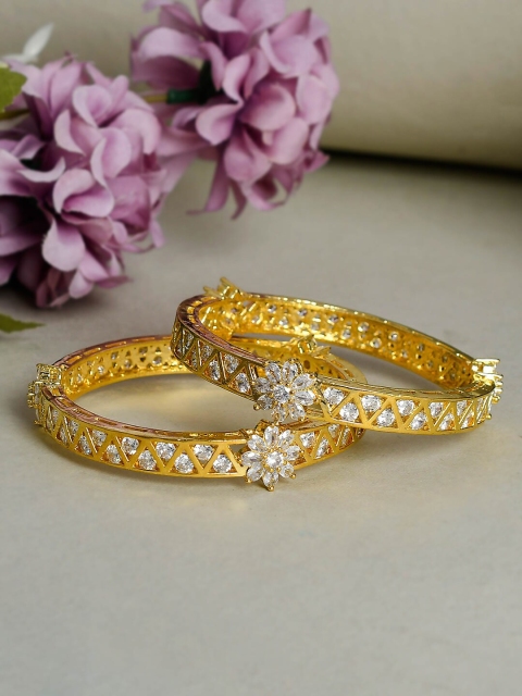 

Silvermerc Designs Set of 2 Gold-Plated AD-Studded Handmade Bangles