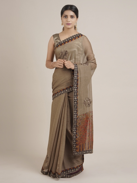 

Pothys Brown Printed Poly Chiffon Saree