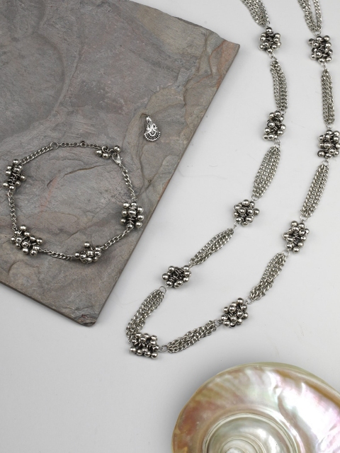 

Priyaasi Oxidised Silver-Plated Handcrafted Jewellery Set