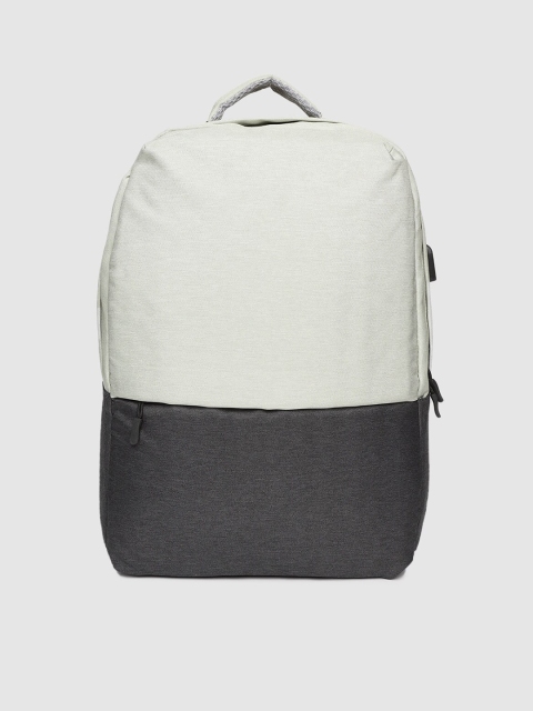 

ROYAL SON Unisex Off White & Grey Colourblocked Backpack with USB Charging Port