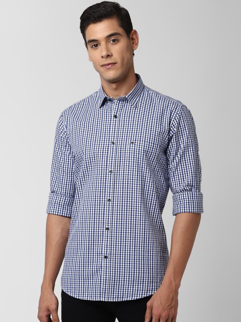

Peter England Casuals Men Blue & Black Slim Fit Checked Casual Shirt