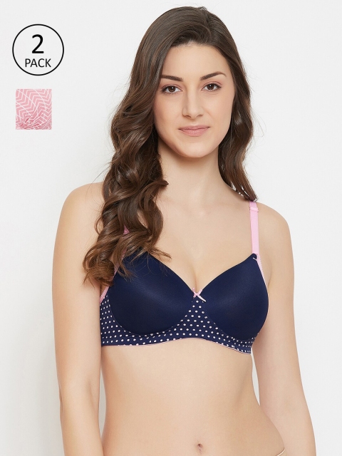 

Clovia Pack of 2 Assorted Lightly Padded T-shirt Bra COMBRC77232B