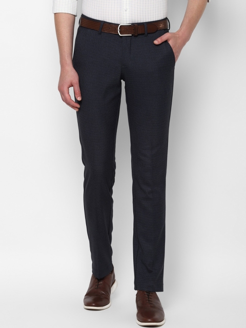 

Allen Solly Men Navy Blue Slim Fit Self Design Formal Trousers