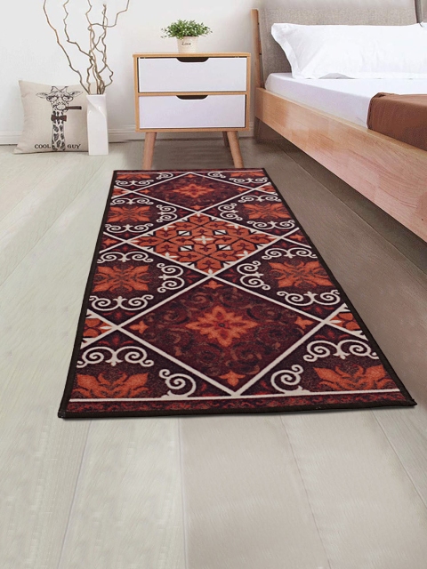 

RUGSMITH Brown & Orange Printed Anti-Skid Floor Runner