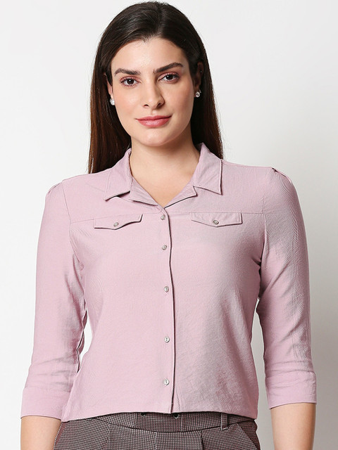 

Kraus Jeans Women Pink Regular Fit Solid Casual Shirt