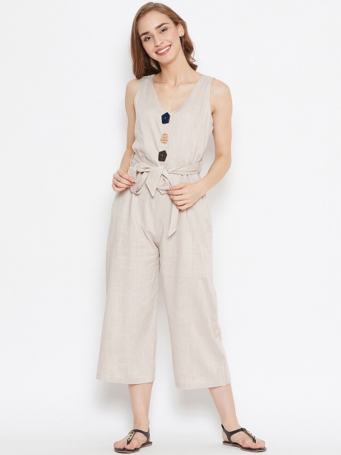 

Madame Women Beige Solid Culotte Jumpsuit