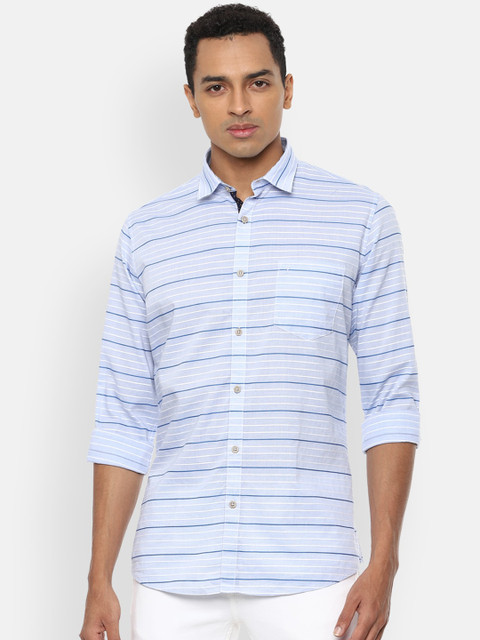 

Van Heusen Sport Men Blue & White Slim Fit Striped Casual Shirt