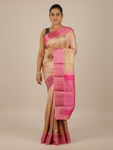 

Pothys Beige & Pink Pure Silk Woven Design Kanjeevaram Saree