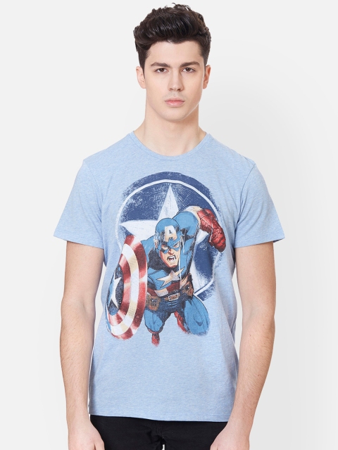 

Free Authority Men Blue Printed Round Neck T-shirt
