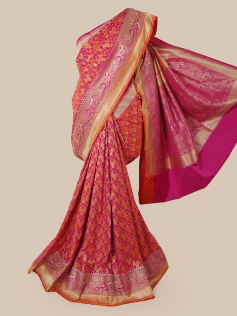 Pothys Magenta & Mustard Yellow Pure Silk Woven Design Banarasi Saree