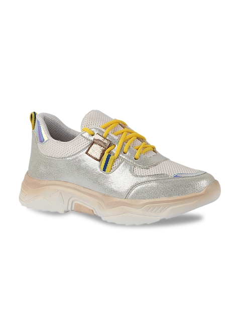 

Shoetopia Women Silver-Toned Walking Shoes