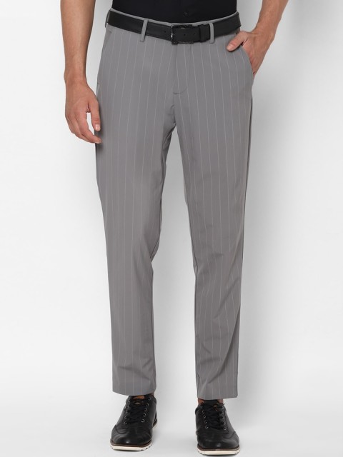 

Allen Solly Men Grey & White Regular Fit Striped Semi-Formal Trousers