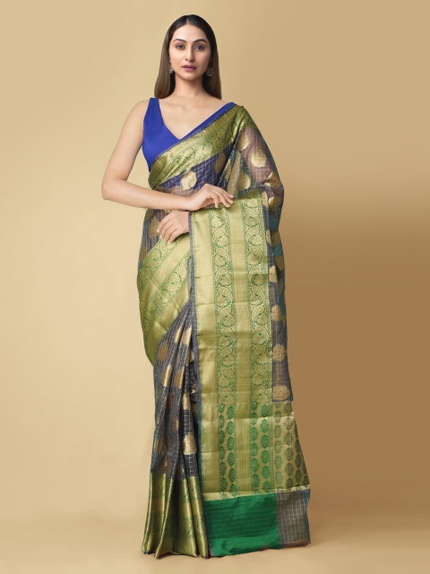 

Unnati Silks Grey Silk Cotton Woven Design Banarasi Sustainable Saree