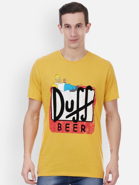 

Free Authority Men Yellow & White The Simpsons Printed Cotton T-shirt