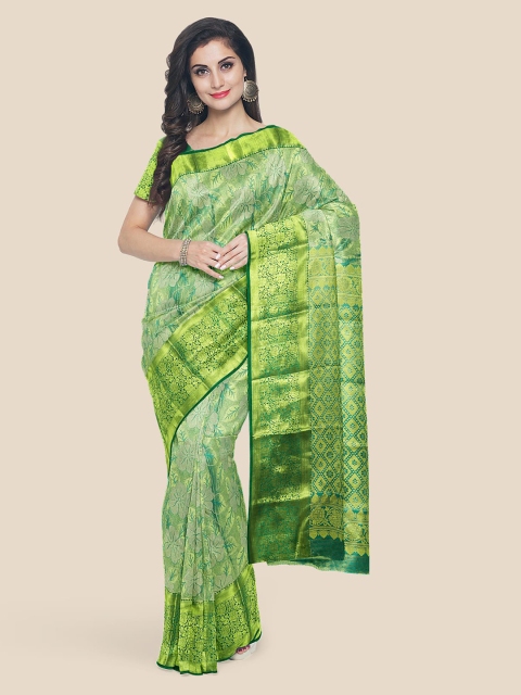 

KLM Fashion Mall Green Silk Blend Woven Design Kanjeevaram Saree