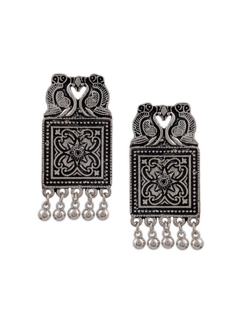 

Silvermerc Designs Silver-Toned Oxidised Temple Stud Earrings
