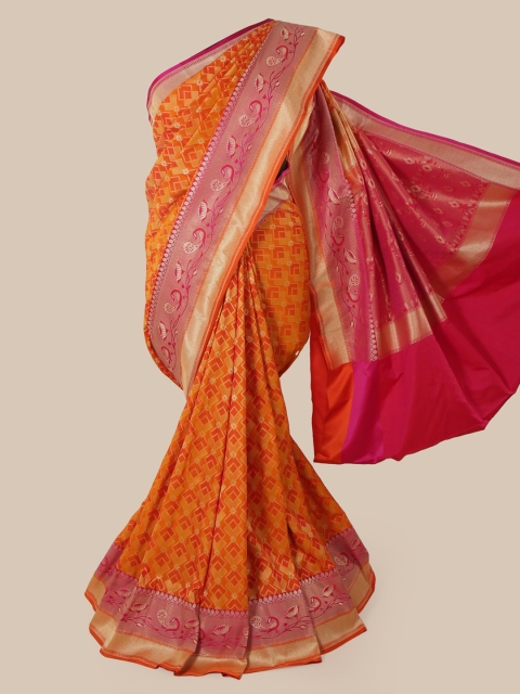 

Pothys Orange & Pink Pure Silk Woven Design Banarasi Saree