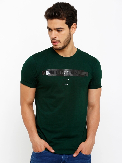 

Rex Straut Jeans Men Green Applique Printed Round Neck T-shirt