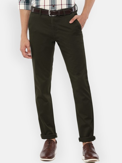 

Van Heusen Sport Men Olive Green Slim Fit Solid Semi Formal Trousers