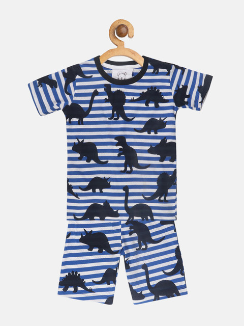 

Lazy Shark Boys Blue & White Printed T-shirt with Shorts